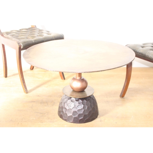 282 - Brushed bronze aluminium coffee table {46 cm H x 75 cm Dia.}.