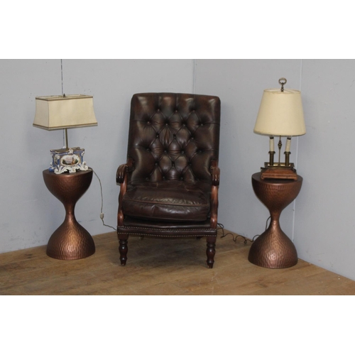 283 - Pair of copperised aluminium lamp tables {52 cm H x 30 cm Dia.}.