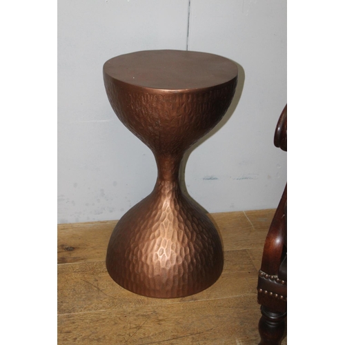 283 - Pair of copperised aluminium lamp tables {52 cm H x 30 cm Dia.}.