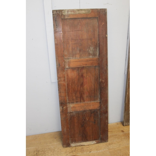 289 - Seven pitch pine panels {137 cm H x 345 cm W x 3 cm D}.