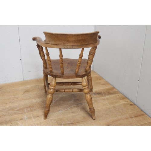 321 - Oak smokers bar armchair {85 cm H x 67 cm W x 47 cm D}.