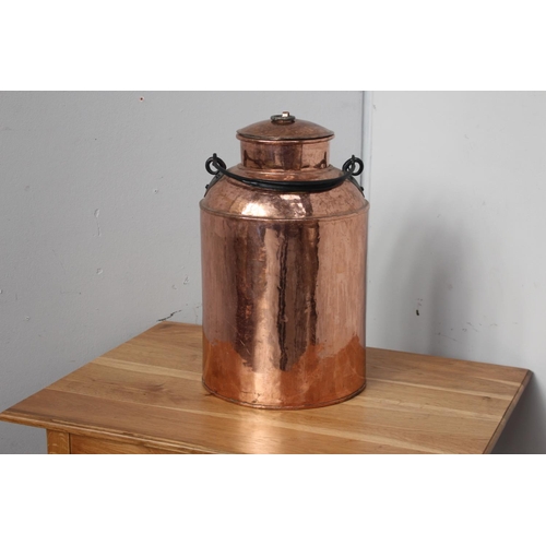 361 - Copper milk churn {43 cm H x 27 cm Dia.}.