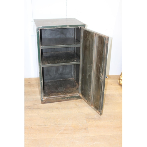 368 - Industrial green cabinet with single door {92 cm H x 51 cm W x 49 cm D}.