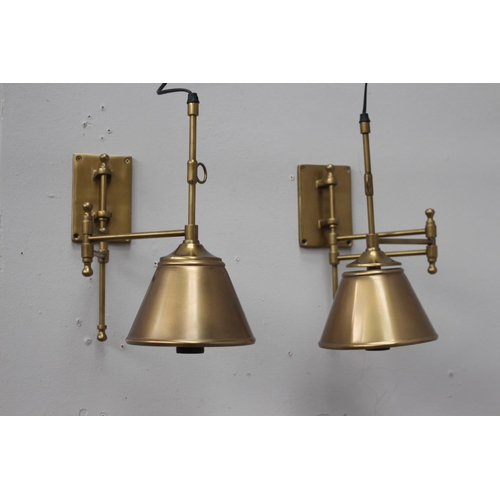 378 - Pair of adjustable metal wall lights {64 cm H x 22 cm W x 56 cm D}.