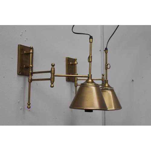 378 - Pair of adjustable metal wall lights {64 cm H x 22 cm W x 56 cm D}.