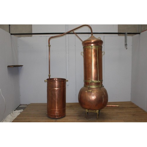 234 - Large copper still {210 cm H x 170 cm W x 90 cm D}.