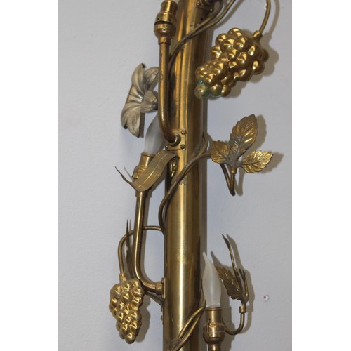 242 - Brass wedding arch with lights decorated with grapes and flowers {220 cm H x 90 cm W x 10 cm D}.