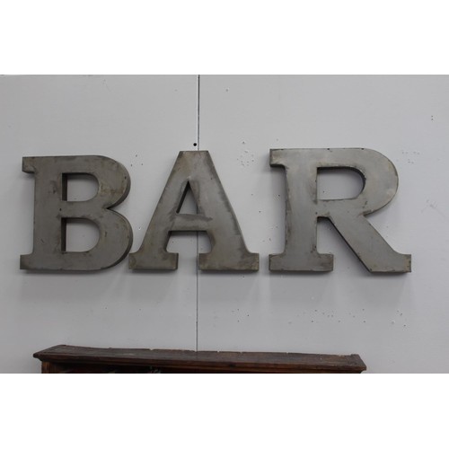 245 - Set of BAR metal letters {46 cm H x 46 cm W X 5 cm D each letter}.