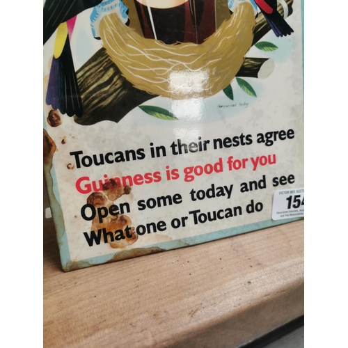 Rare Guinness Toucan celluloid advertising show card {31 cm H x 21 cm W}.