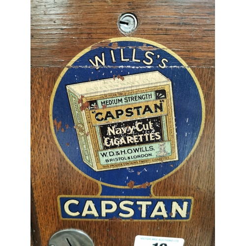 19 - Will's Capstan oak cigarette advertising dispenser {59cm H X 39cm W X 9cm D }.