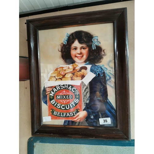 35 - Marsh & CO. biscuits framed advertising print {54 cm H x 43 cm W}.