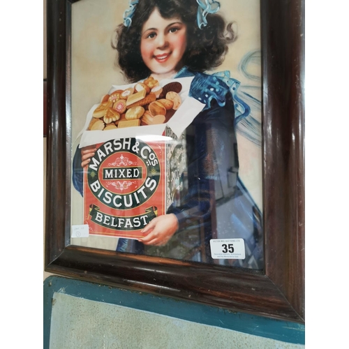35 - Marsh & CO. biscuits framed advertising print {54 cm H x 43 cm W}.