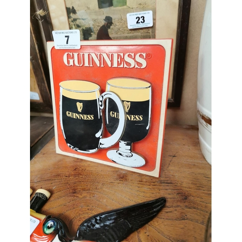 7 - Perspex Guinness advertising shelf sign {19 cm H x 19 cm W}.