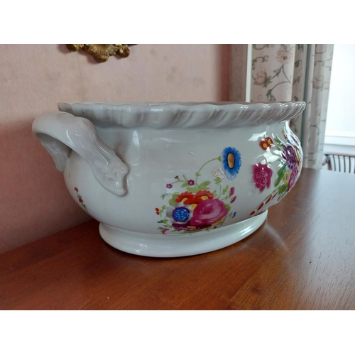 1014 - Ceramic hand painted foot bath {20 cm H x 49 cm W x 35 cm D}.