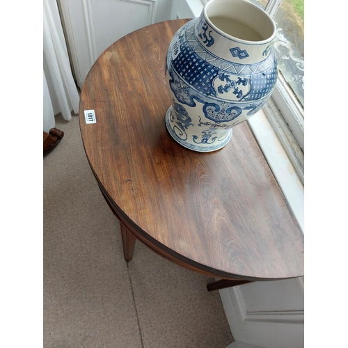 1017 - Georgian inlaid mahogany turn over leaf tea table on sqaure tapered legs {73 cm H x 94 cm W x 47 cm ... 