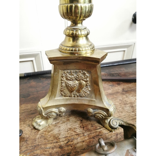 143 - Early 20th C. brass ecclesiastical pricket candlestick {74 cm H x 19 cm Dia.}.