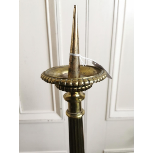 143 - Early 20th C. brass ecclesiastical pricket candlestick {74 cm H x 19 cm Dia.}.