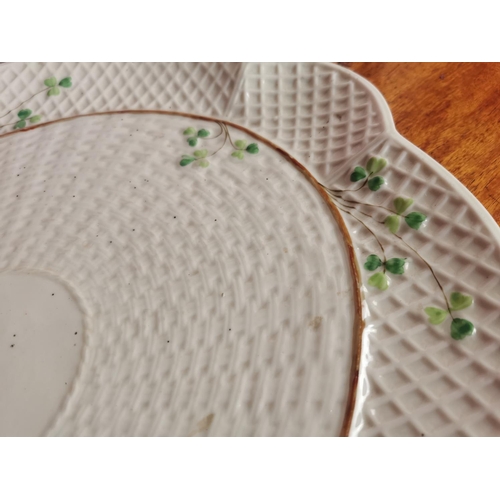 199 - 2nd. period Parianware Nantwich plate decorated with Shamrocks {44 cm W x 37 cm D}.