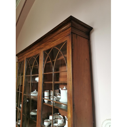 202 - Georgian mahogany bookcase with three long glazed doors over three panelled doors {251 cm H x 211 cm... 