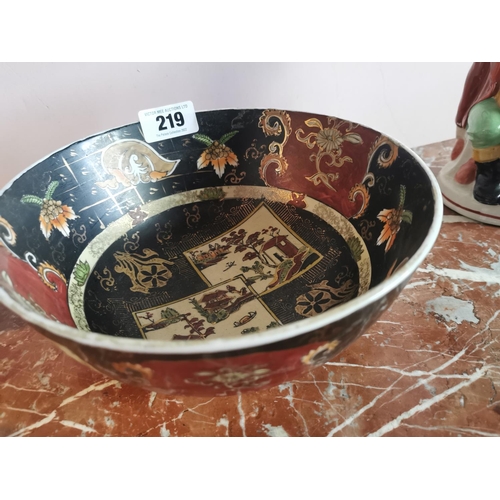 219 - Oriental ceramic centre bowl {12 cm H x 25 cm Dia.}.