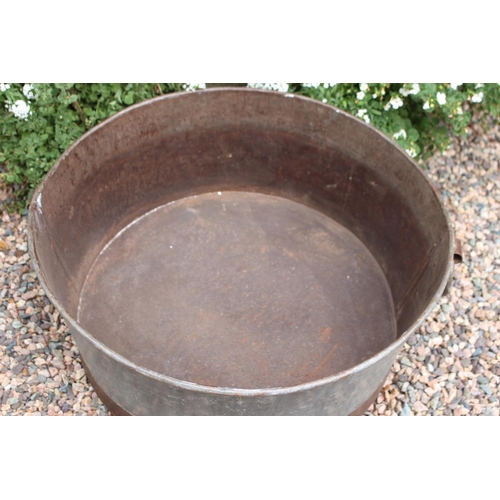 26 - Metal planter of round form with handles { 26cm H X 60cm Dia }.