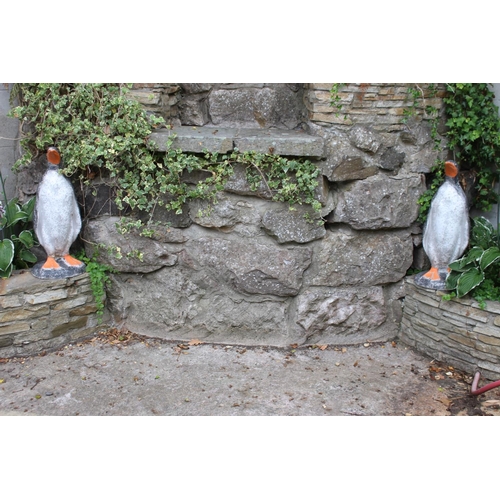 42 - Pair of composition models of penguins { 70cm H X 27cm W X 25cm D }