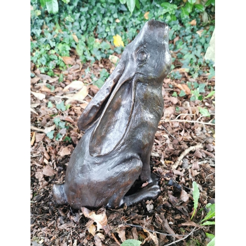 45 - Exceptional quality bronze sculpture of a Hare {42 cm H x 21 cm W x 32 cm D}.