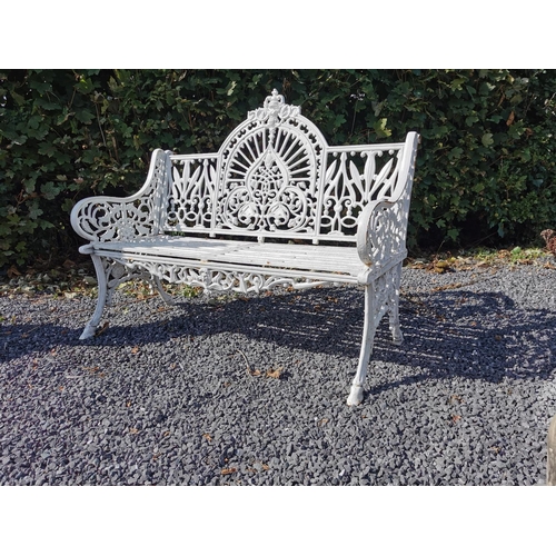 69 - Good quality cast iron Pierce of Wexford garden bench {106 cm H x 132 cm W x 62 cm D}.