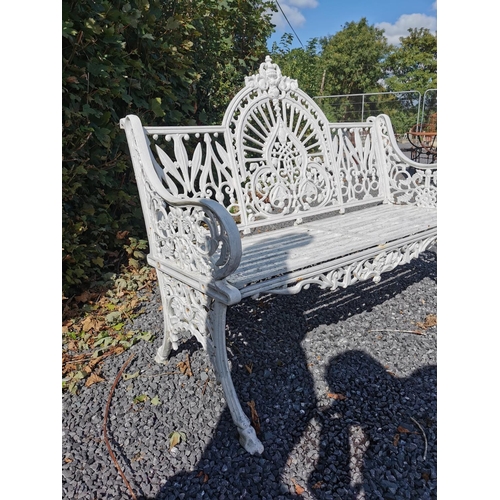 69 - Good quality cast iron Pierce of Wexford garden bench {106 cm H x 132 cm W x 62 cm D}.