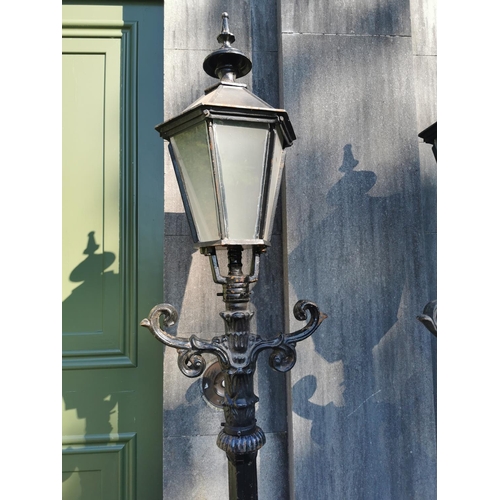 75 - Pair of cast iron garden avenue lights { 153cm H X 70cm Dia }.