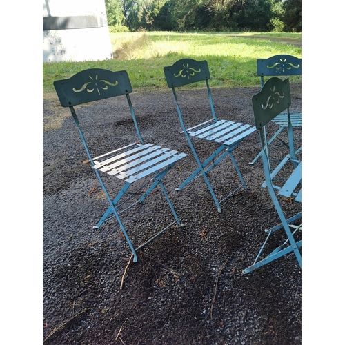 78 - Set of eight metal garden seats { 81cm H X 42cm W X 50cm D }.