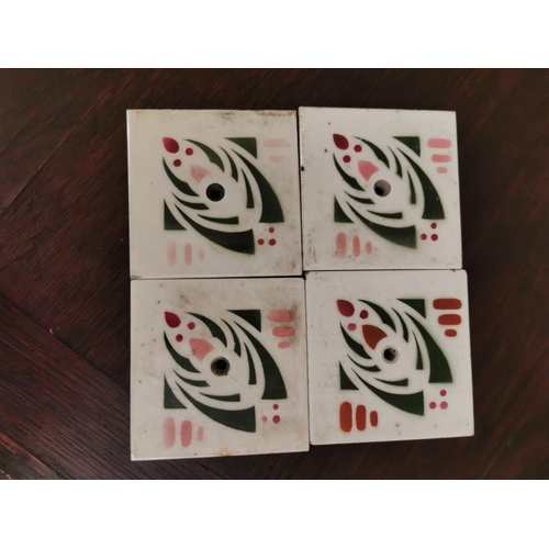 94 - Box of hand painted wall tiles { Each tile 9cm Sq }.