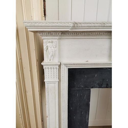 95 - Decorative 19th. C. painted pine and gesso chimney piece { 138cm H X  168cm W X 19cm D  }.