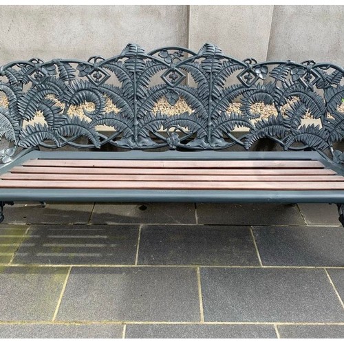 50a - Good quality 19th C. Cast Iron Coalbrookdale fern decoration three seater bench {87cm H x 185cm W}