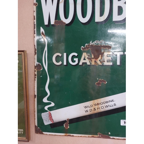 104 - Original Wills's Woodbine Cigarettes enamel advertising sign. {91 cm H x 61 cm W}.