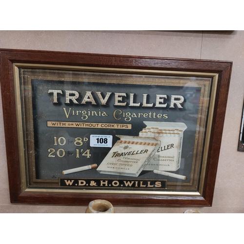 108 - Travellers Virginia Tobacco framed print. {31 cm H x 44 cm W}.