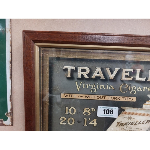 108 - Travellers Virginia Tobacco framed print. {31 cm H x 44 cm W}.