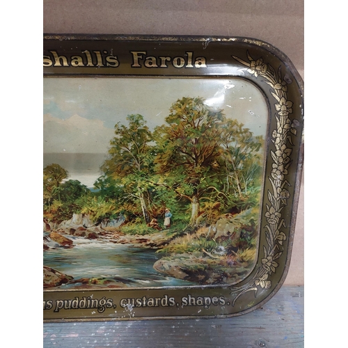 115 - Marshall's Farola tin plate advertising tray. { 31 cm H x 42 cm W}.