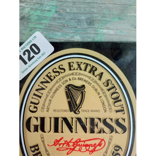 120 - Guinness Extra Stout Perspex advertising sign. {16 cm H x 13 cm W}.