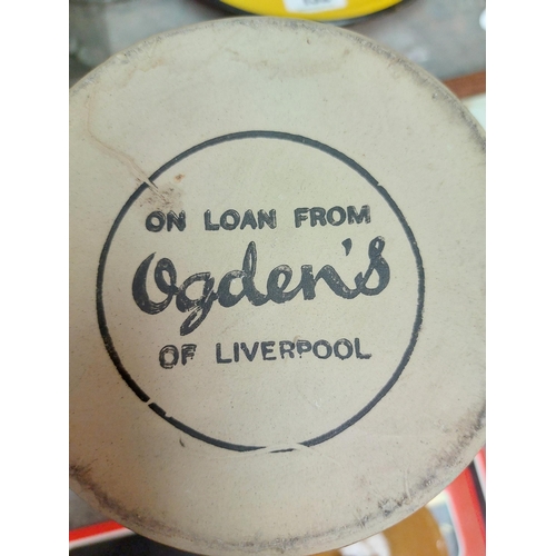 131 - Ogden's vintage lidded tobacco jar. {20 cm H x 15 cm Dia}.