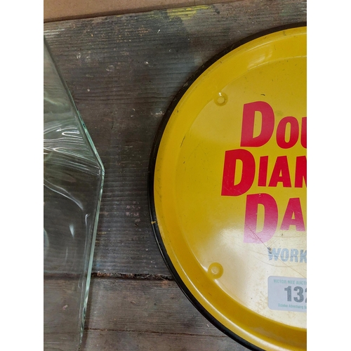 132 - Double Diamond Daily works wonders tinplate tray. {26 cm W}.