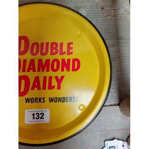 132 - Double Diamond Daily works wonders tinplate tray. {26 cm W}.