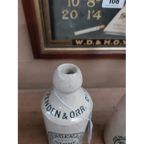 148 - Hovenden and Orr Dublin stoneware Ginger beer bottle. { 17 cm H x 7 cm Dia}.