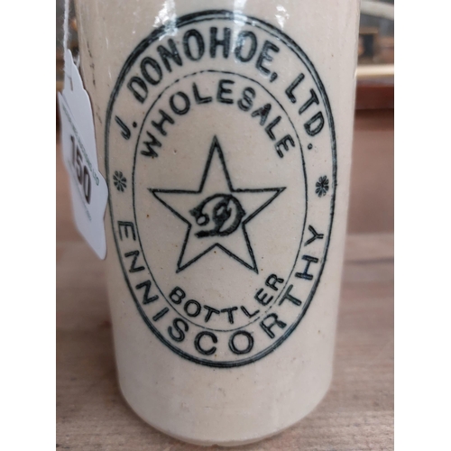 150 - J Donohoe Enniscorthy stoneware Ginger beer bottle. { 19cm H x 7 cm Dia}