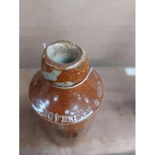 155 - Hovenden and Orr Ltd Dublin stoneware Ginger beer bottle. {17 cm H x 7 cm Dia}