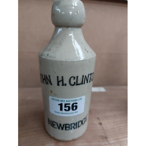 156 - John H Clinton Newbridge stoneware Ginger beer bottle. {19 cm H x 7 cm Dia}.