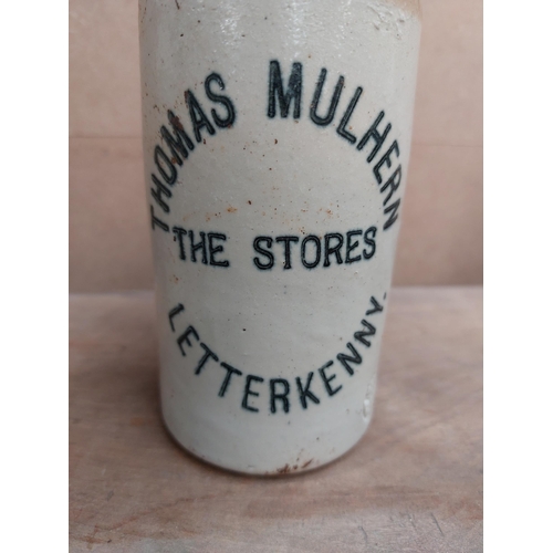 161 - Thomas Mulhern The Stores Letterkenny stoneware Ginger beer bottle. {19 cm H x 7 cm Dia}.