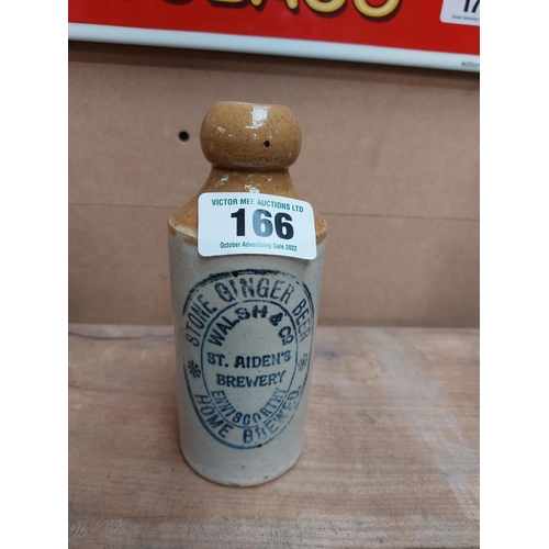 166 - Ginger Beer St Aidan's Brewery Enniscorthy stoneware Ginger beer bottle. {17 cm H x 7 cm Dia}.