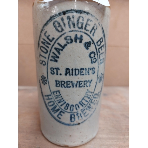 166 - Ginger Beer St Aidan's Brewery Enniscorthy stoneware Ginger beer bottle. {17 cm H x 7 cm Dia}.