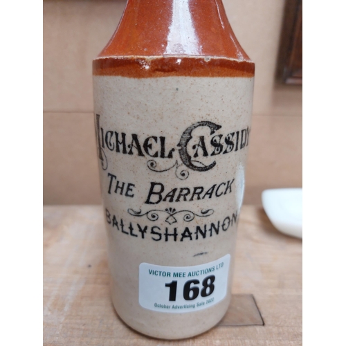 168 - Michael Cassidy The Barrick Ballyshannon stoneware Ginger beer bottle. {20 cm H x 7 cm Dia